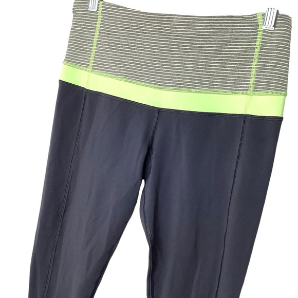 Lululemon Swift Speed Leggings Women Sz 8 Black Green Pocket 7/8 Length Gym EUC - Picture 3 of 6